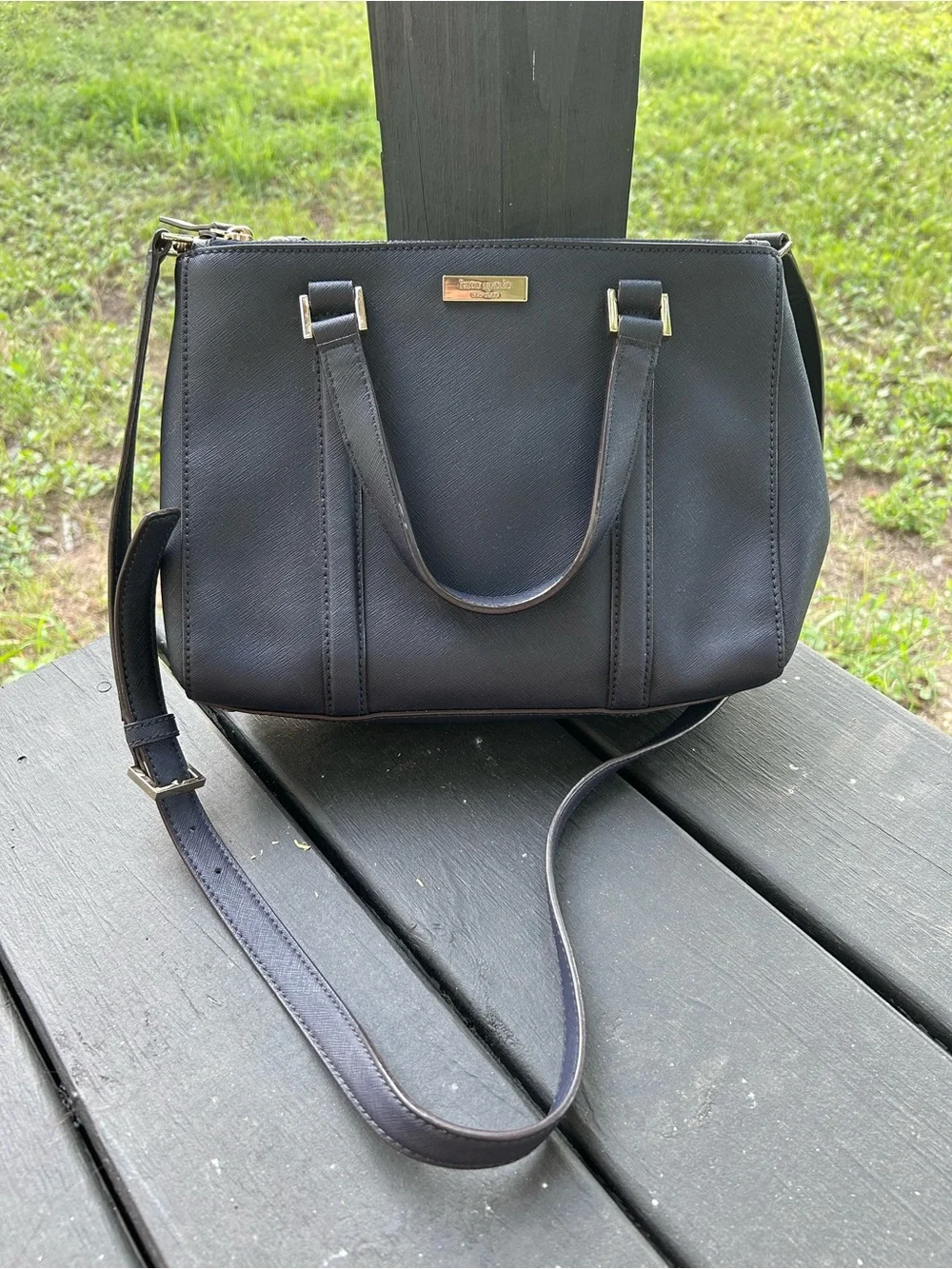 Kate Spade Navy Leather Satchel Handbag - Classic Everyday Style